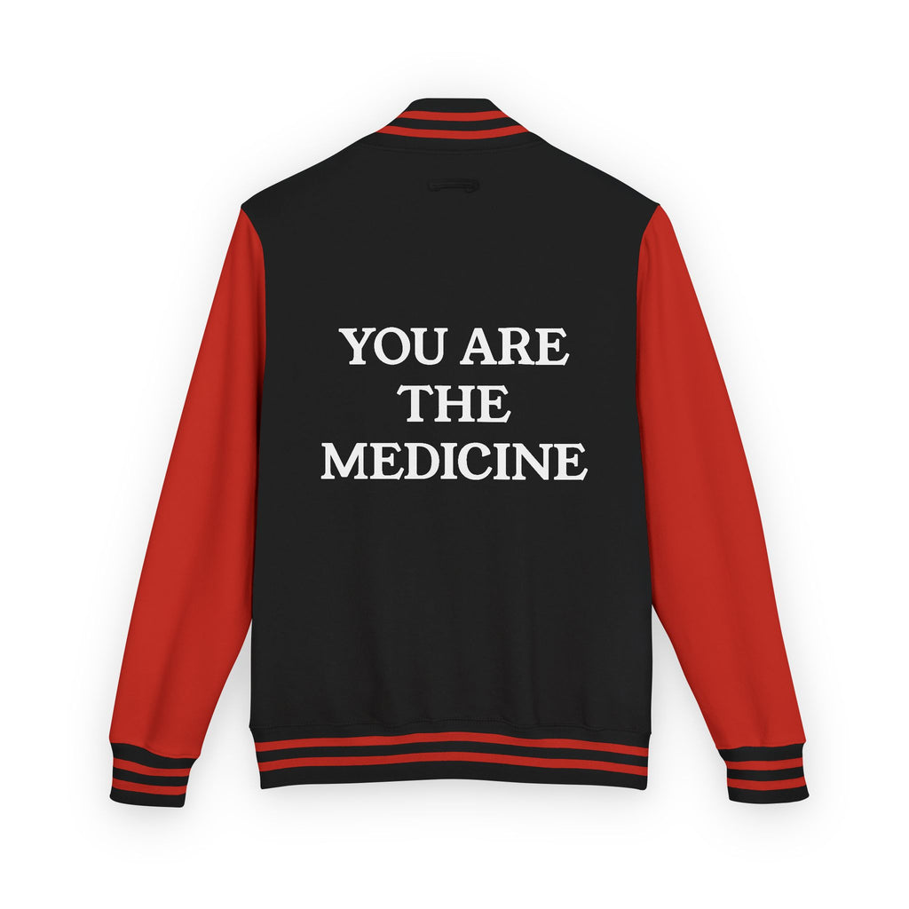 Letterman Jacket — 'You Are The Medicine' Retro Varsity Jacket with Green Mandala Chest