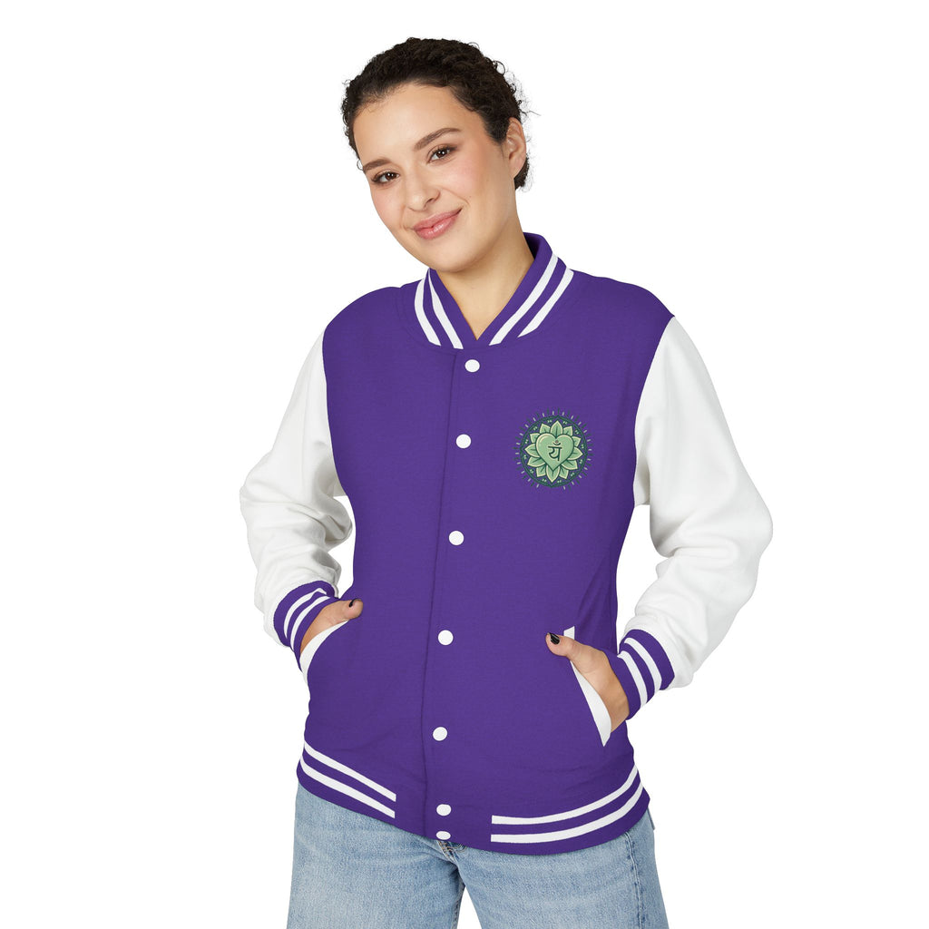 Letterman Jacket — 'You Are The Medicine' Retro Varsity Jacket with Green Mandala Chest