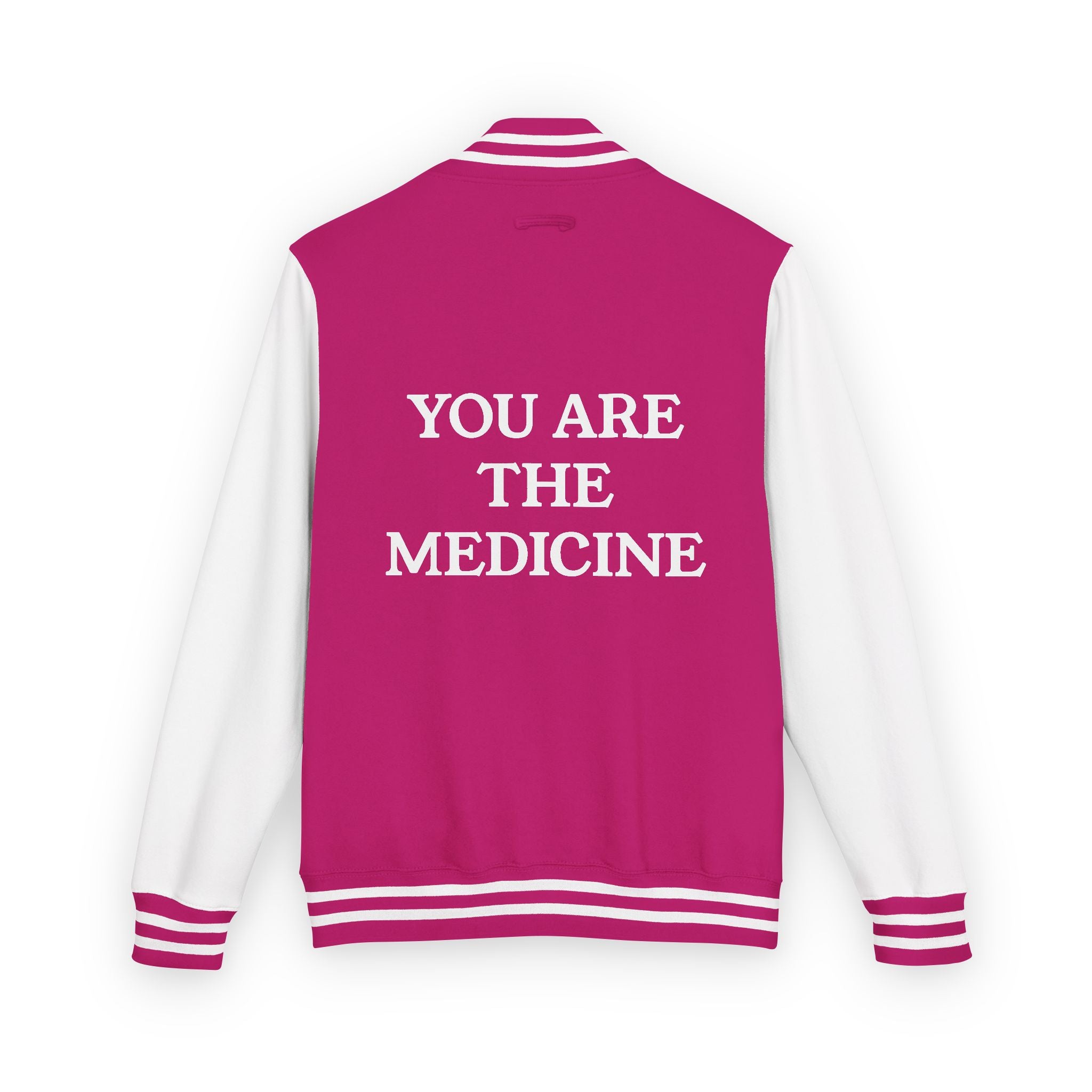 Letterman Jacket — 'You Are The Medicine' Retro Varsity Jacket with Green Mandala Chest