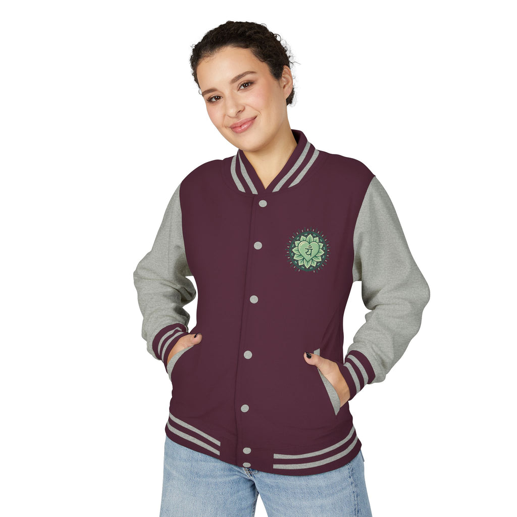 Letterman Jacket — 'You Are The Medicine' Retro Varsity Jacket with Green Mandala Chest
