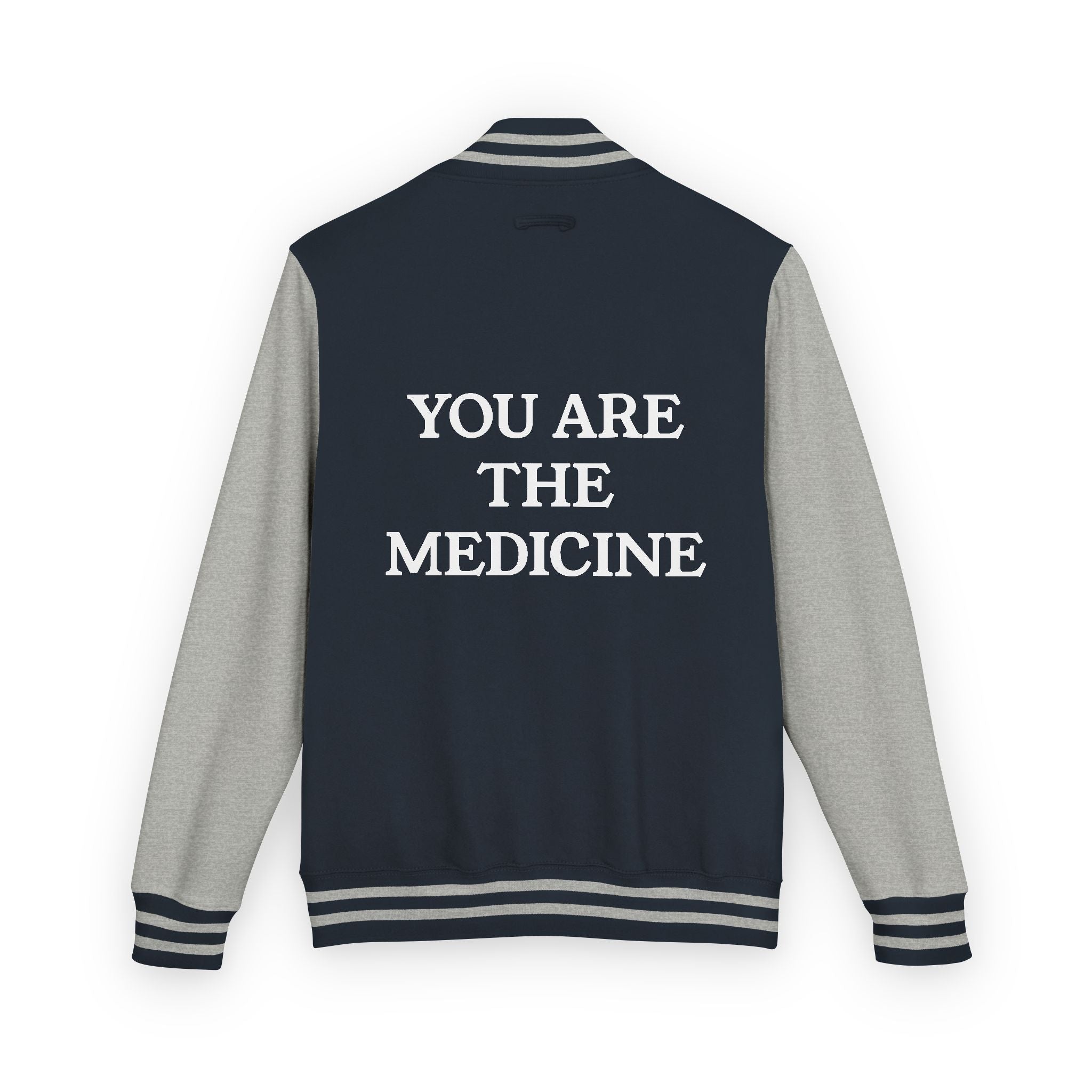 Letterman Jacket — 'You Are The Medicine' Retro Varsity Jacket with Green Mandala Chest