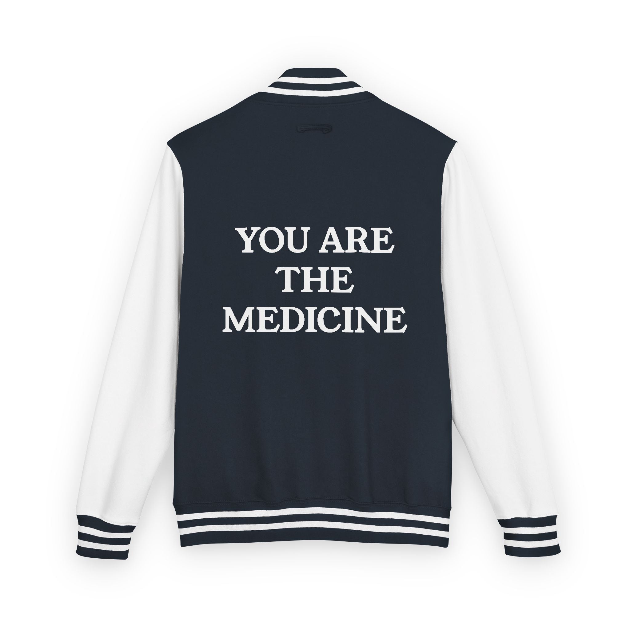 Letterman Jacket — 'You Are The Medicine' Retro Varsity Jacket with Green Mandala Chest
