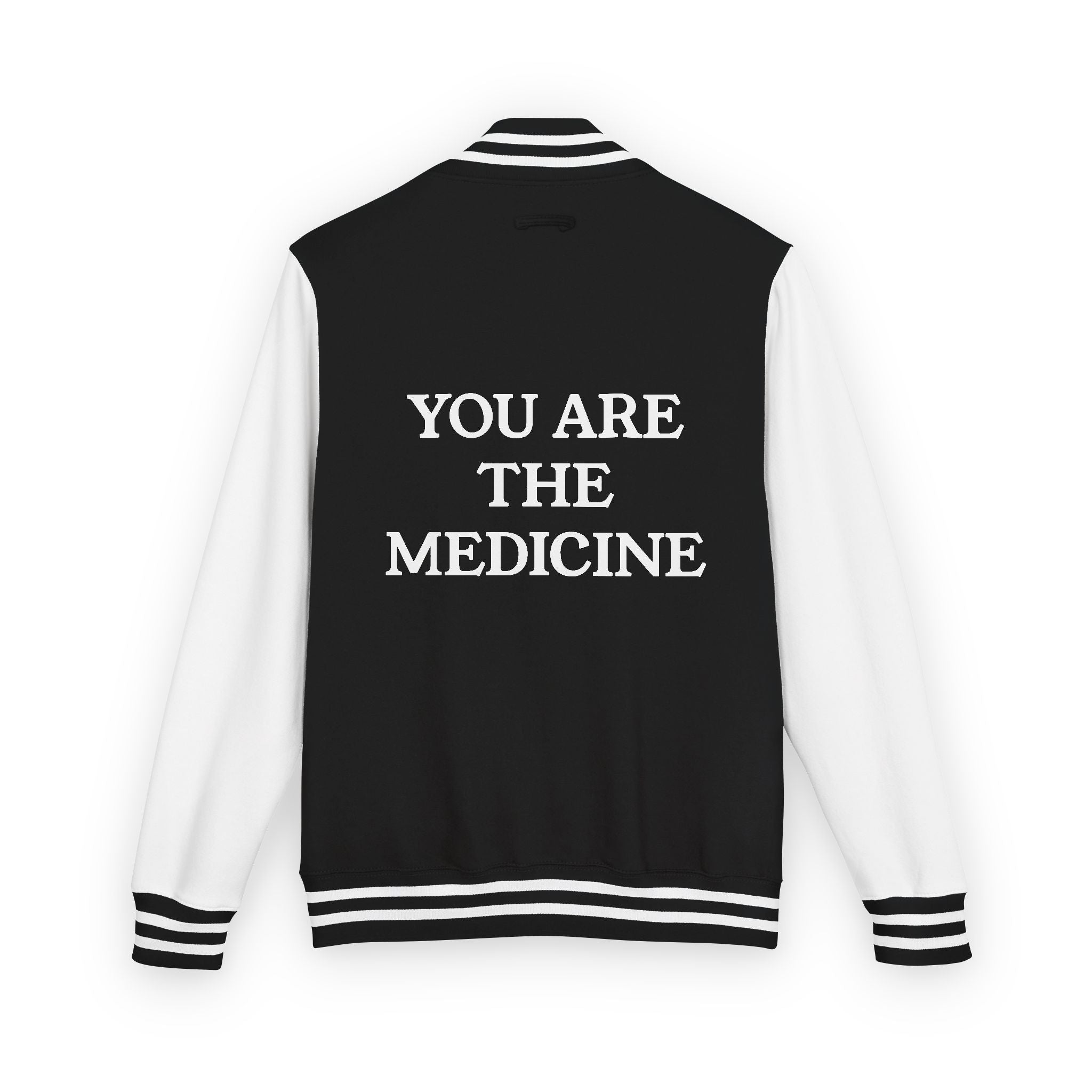 Letterman Jacket — 'You Are The Medicine' Retro Varsity Jacket with Green Mandala Chest