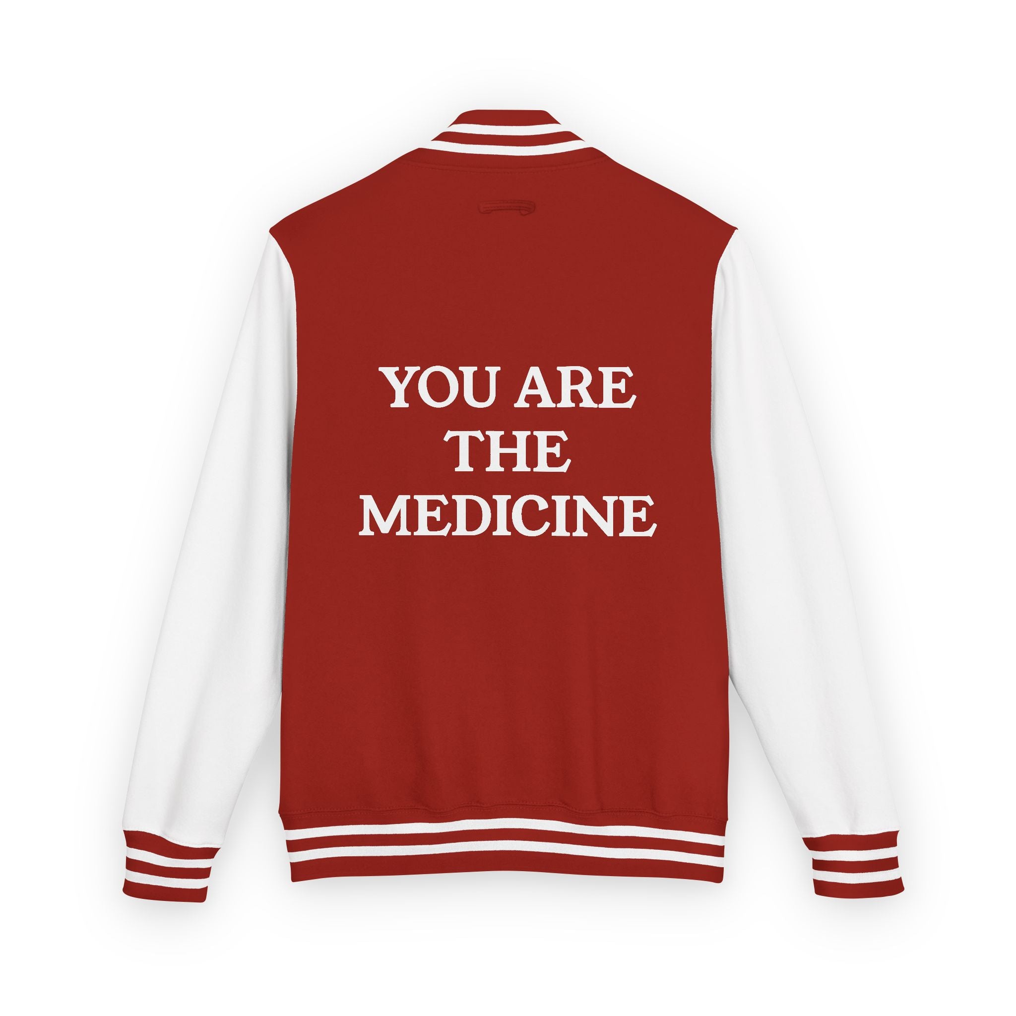 Letterman Jacket — 'You Are The Medicine' Retro Varsity Jacket with Green Mandala Chest