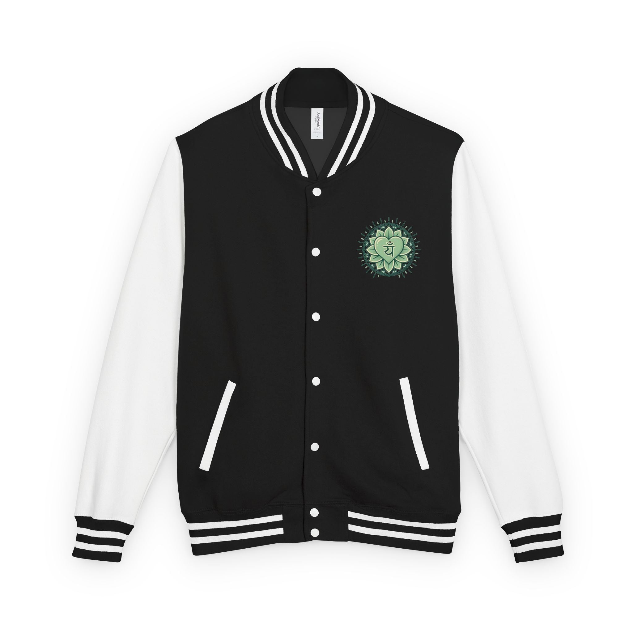 Letterman Jacket — 'You Are The Medicine' Retro Varsity Jacket with Green Mandala Chest