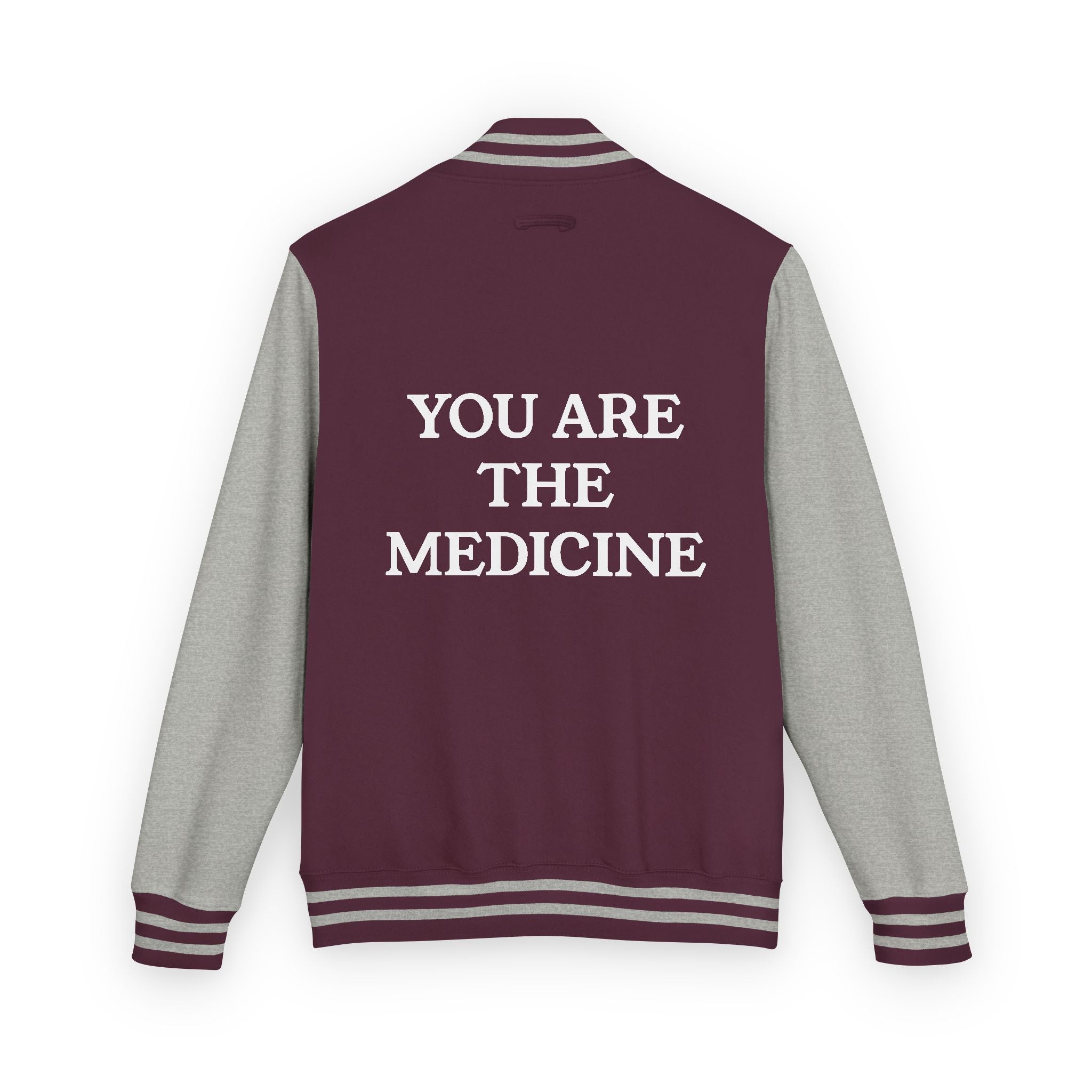 Letterman Jacket — 'You Are The Medicine' Retro Varsity Jacket with Green Mandala Chest
