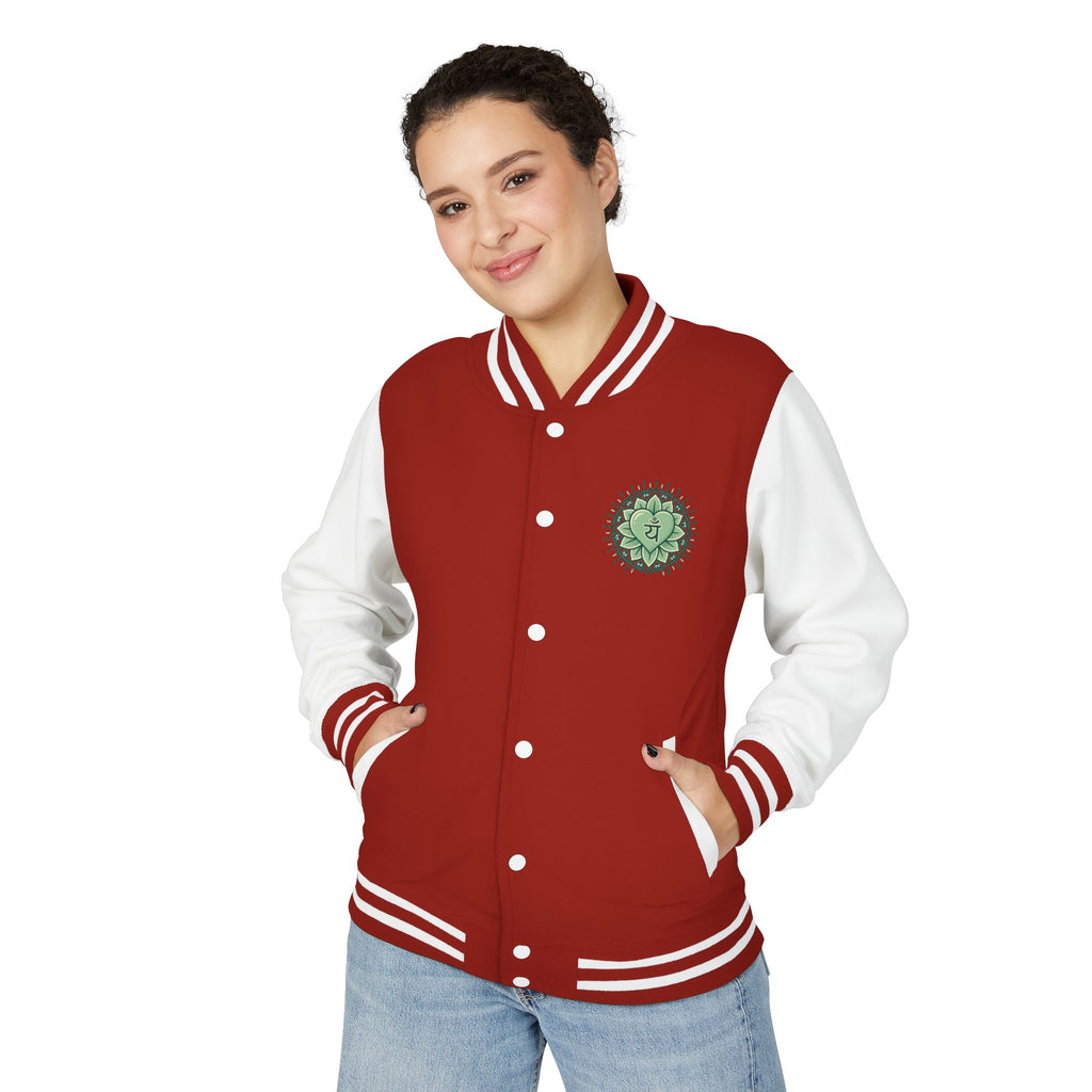 Letterman Jacket — 'You Are The Medicine' Retro Varsity Jacket with Green Mandala Chest